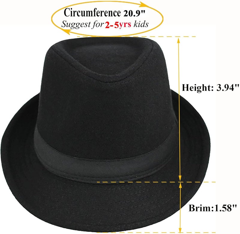 UTOWO Kids-Felt-Fedora-Trilby-Gangster-Hat Toddler-Boys Panama Derby Manhattan Cuban Hat Jazz-Cap(Size 6 5/8 for 2-5T) - Image 3